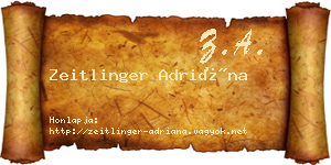Zeitlinger Adriána névjegykártya